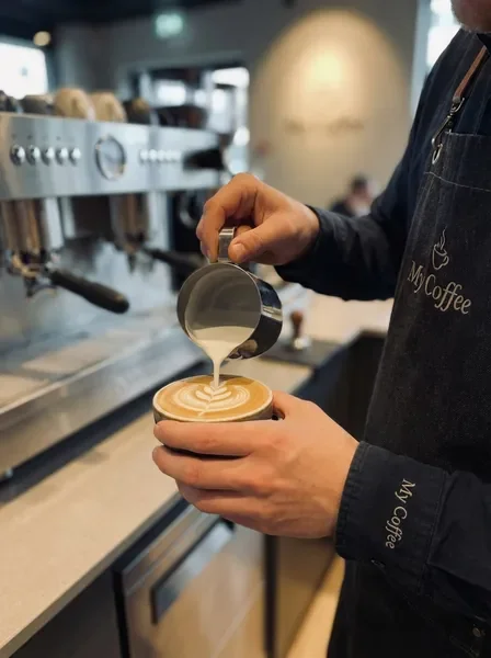בריסטה מכין קפה